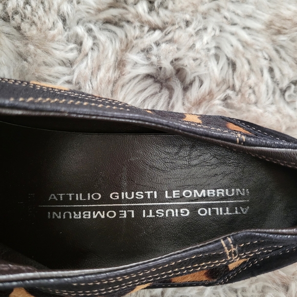 Attilio Giusti Leombruni Vintage Leopard Print Pony Hair Black Suede Size 38 - Picture 6 of 9